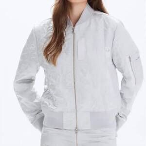 NEW CHRLDR leni-sleeve pocket bomber jacket in limestone